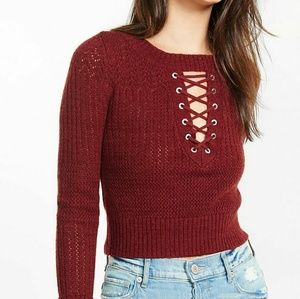 Lace Up Knit Sweater